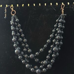 Adjustable black sphere necklace choker stacked necklace chunky Talbots vintage